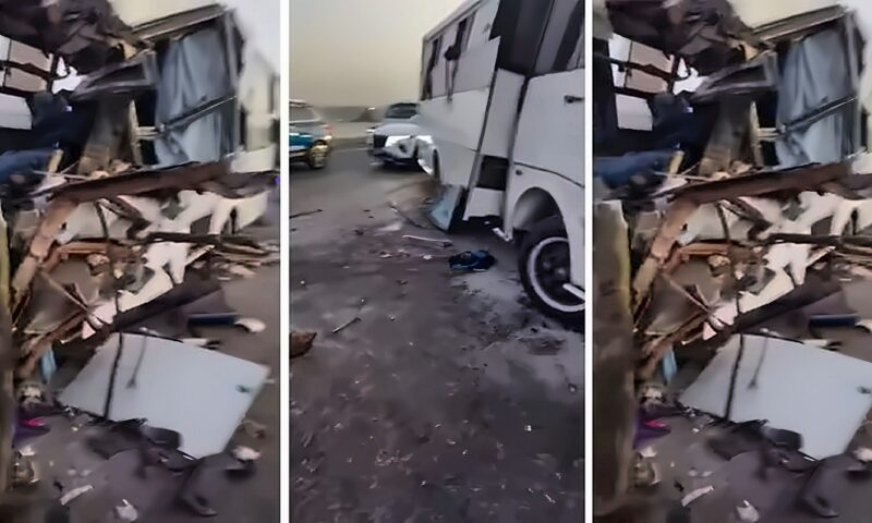 النيابة تعاين حادث الهرم، مصرع شخص وإصابة 18 في تصادم ميني باص ونقل