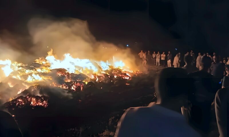 حريق هائل يلتهم محصول بصل 10 أفدنة مخزن بقرية قصاصين الأزهار في الشرقية (فيديو)