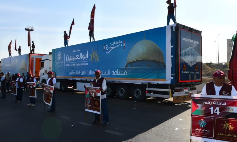 100 شاحنة و1400 طن مساعدات.. إطلاق القافلة الإغاثية الـ14 إلى غزة