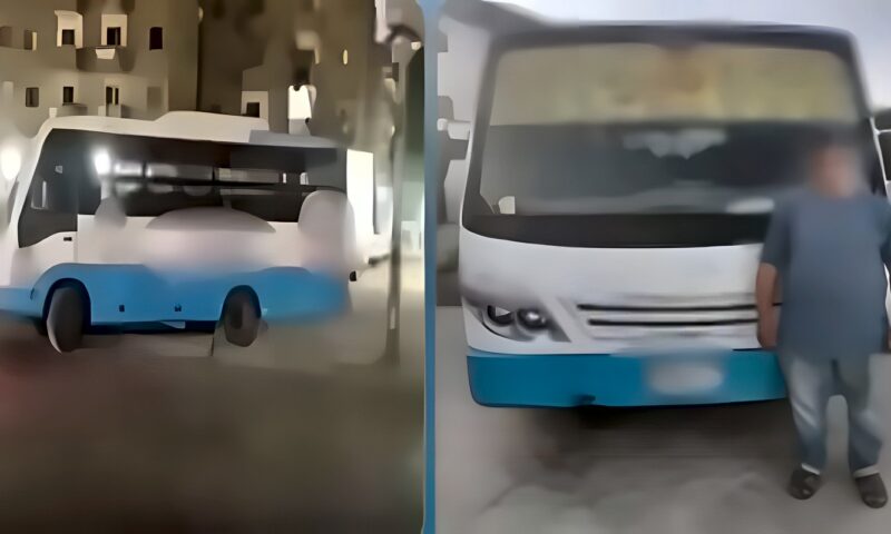 ضبط سائق أتوبيس صعد أعلى الرصيف وسار عكس الاتجاه بمدينة نصر