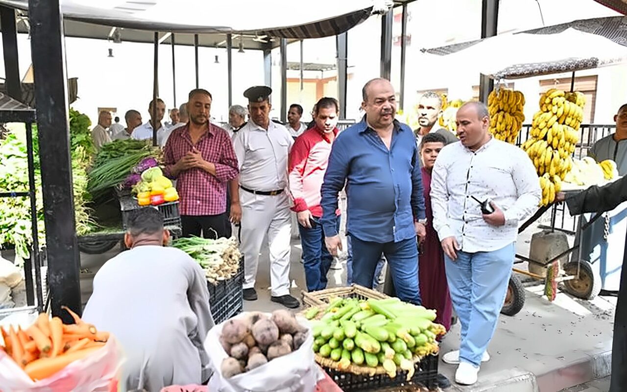 محافظ قنا يوجه بتكثيف الحملات لضبط الأوضاع بالسوق الحضاري بنجع حمادي (صور)