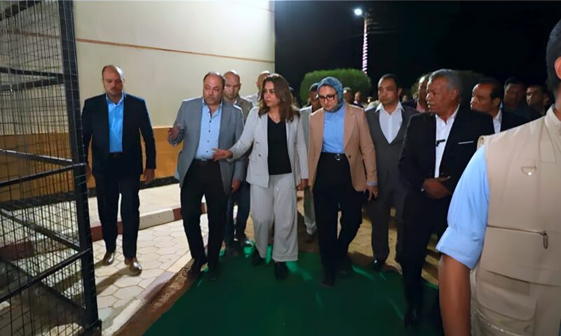 وزيرة التنمية المحلية ومحافظ الوادي الجديد ورئيس هيئة تنمية الصعيد يفتتحون مجمع الصناعات الحرفية بقرية مرزوق