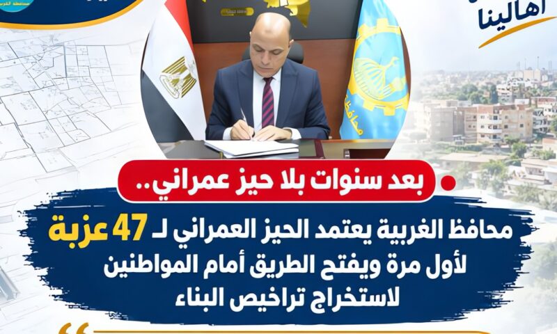 محافظ الغربية يعتمد الحيز العمراني لـ47 عزبة لأول مرة ويفتح الطريق أمام المواطنين لاستخراج تراخيص البناء