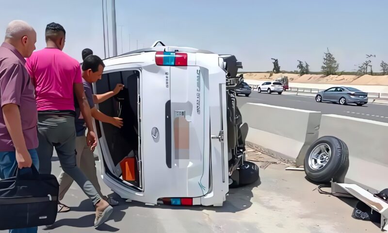 مصرع واصابة 14 في حادث انقلاب ميكروباص بالمنوفية