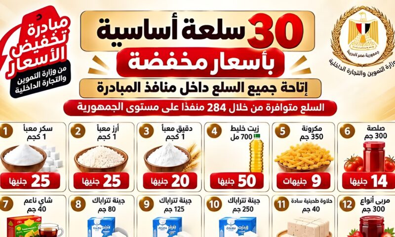 طرح 30 سلعة غذائية وأساسية بأسعار مخفضة من خلال 5 منافذ للشركة المصرية بأسوان