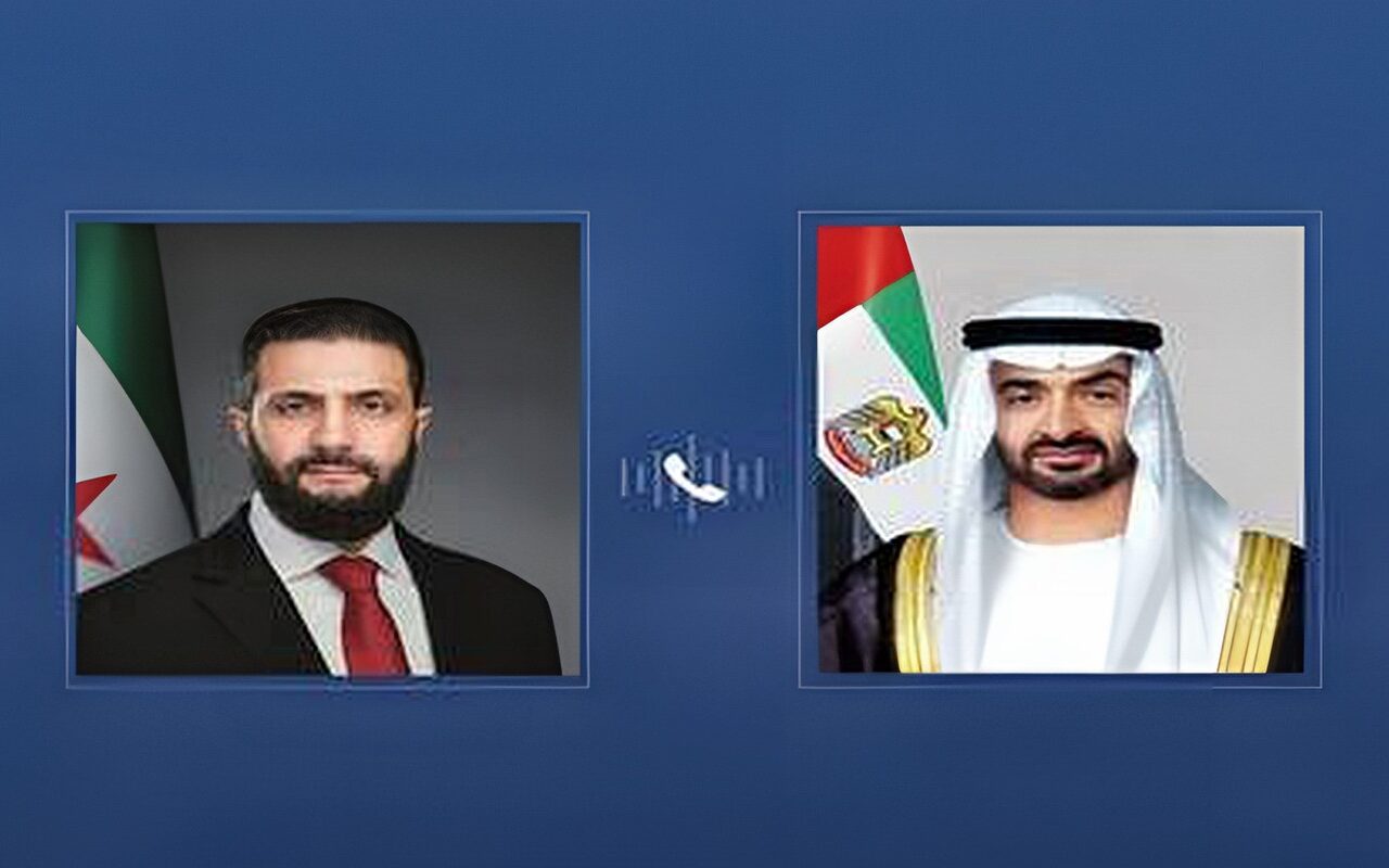 محمد بن زايد والشرع يبحثان التطورات في المنطقة