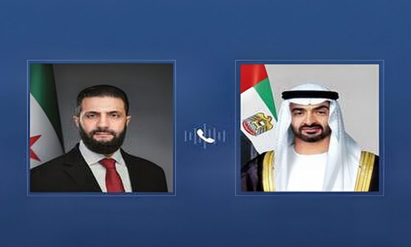 محمد بن زايد والشرع يبحثان التطورات في المنطقة