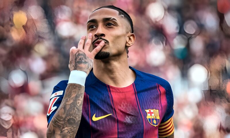 رافينيا يسجل هدف التعادل لبرشلونة أمام ريال مدريد في الكلاسيكو