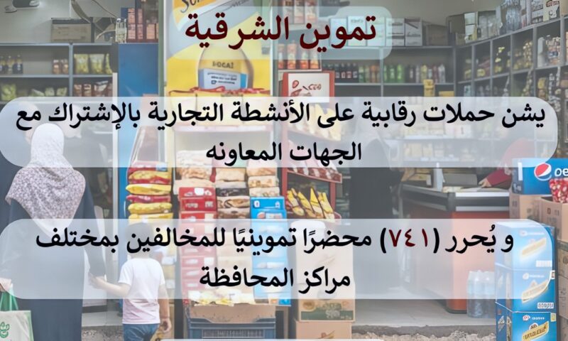 تموين الشرقية: تحرير 741 محضرًا للمخالفين خلال حملات رقابية