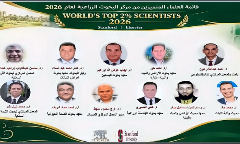 إدراج 11 عالمًا من مركز البحوث الزراعية بقائمة «ستانفورد» للعلماء الأكثر تأثيرا