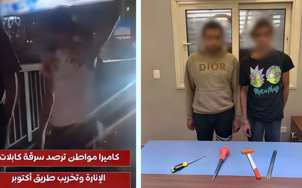 القبض على المتهمين بسرقة أسلاك من عامود إنارة في الجيزة