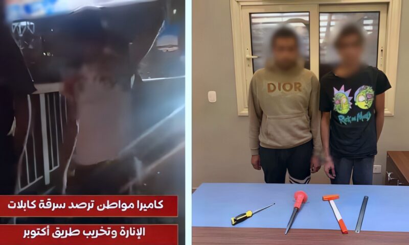 القبض على المتهمين بسرقة أسلاك من عامود إنارة في الجيزة