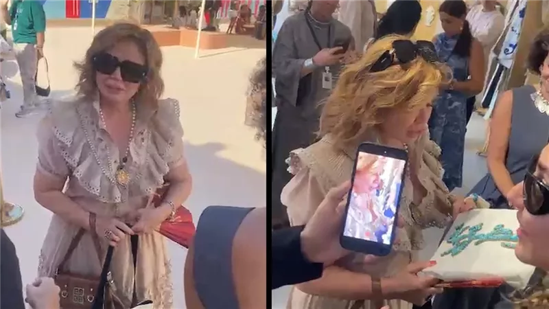 بورتريه يحمل صورتها، مؤسسة ساويرس تفاجئ إلهام شاهين بهدية مميزة في مهرجان الجونة (فيديو)