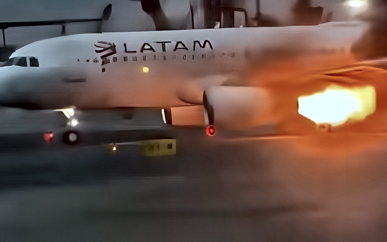 حريق في أحد المحركات اليسرى لطائرة من طراز إيرباص A320 بمطار خورخي تشافيز الدولي