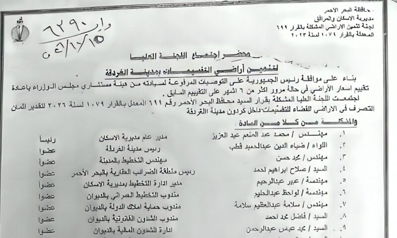 لجنة حصر الأراضي بالبحر الأحمر تحدد أسعارًا مقترحة للمتر في تقسيمات ومناطق الغردقة