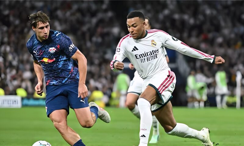 ريال مدريد يتقدم على لايبزيج 0/1 في الشوط الأول بدوري أبطال أوروبا
