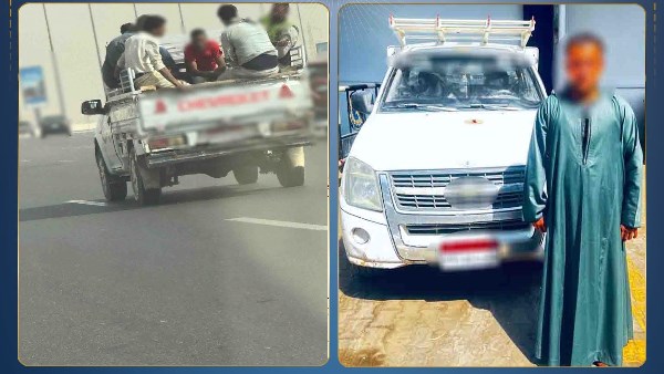 ضبط قائد سيارة بسوهاج سمح لأشخاص بالجلوس أعلى الصندوق الخلفي معرضاً حياتهم للخطر