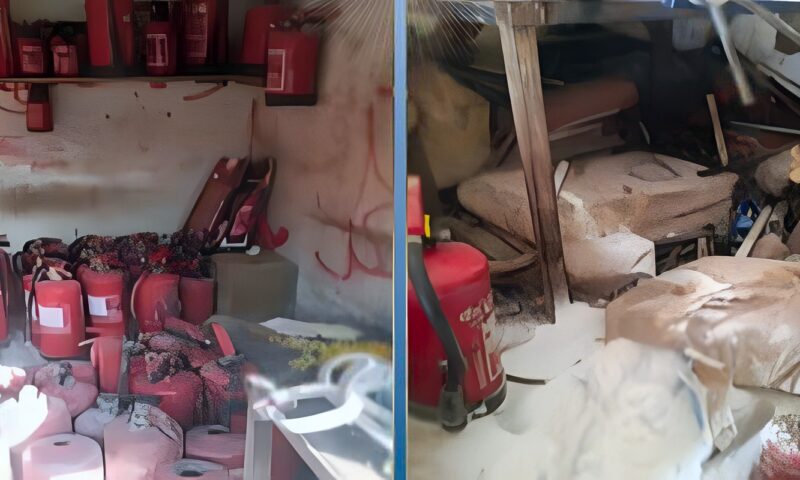 ضبط مصنع غير مرخص لإنتاج طفايات حريق مغشوشة في الجيزة