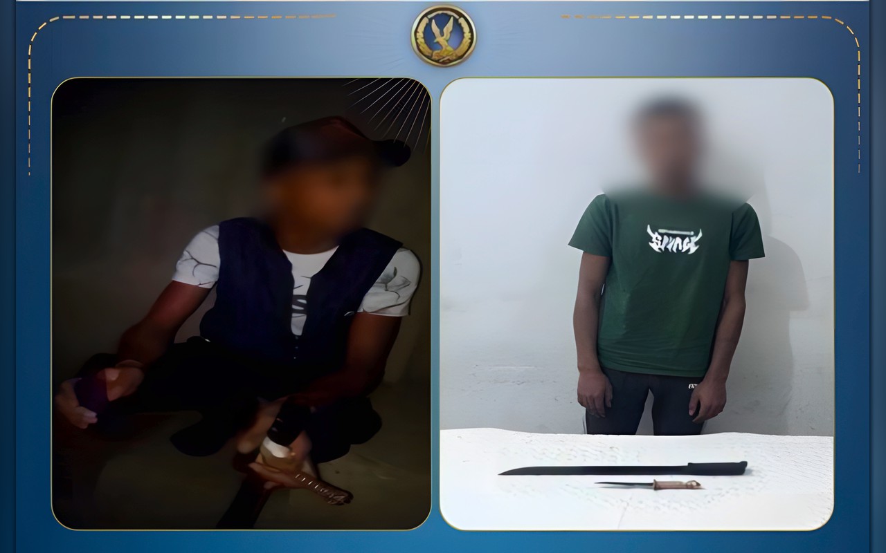ضبط المتهم بتهديد زوج سيدة بسلاح أبيض ومنعه من الخروج من منزله