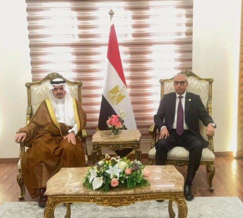 رئيس مجلس الدولة يستقبل رئيس ديوان المظالم السعودي بمطار القاهرة