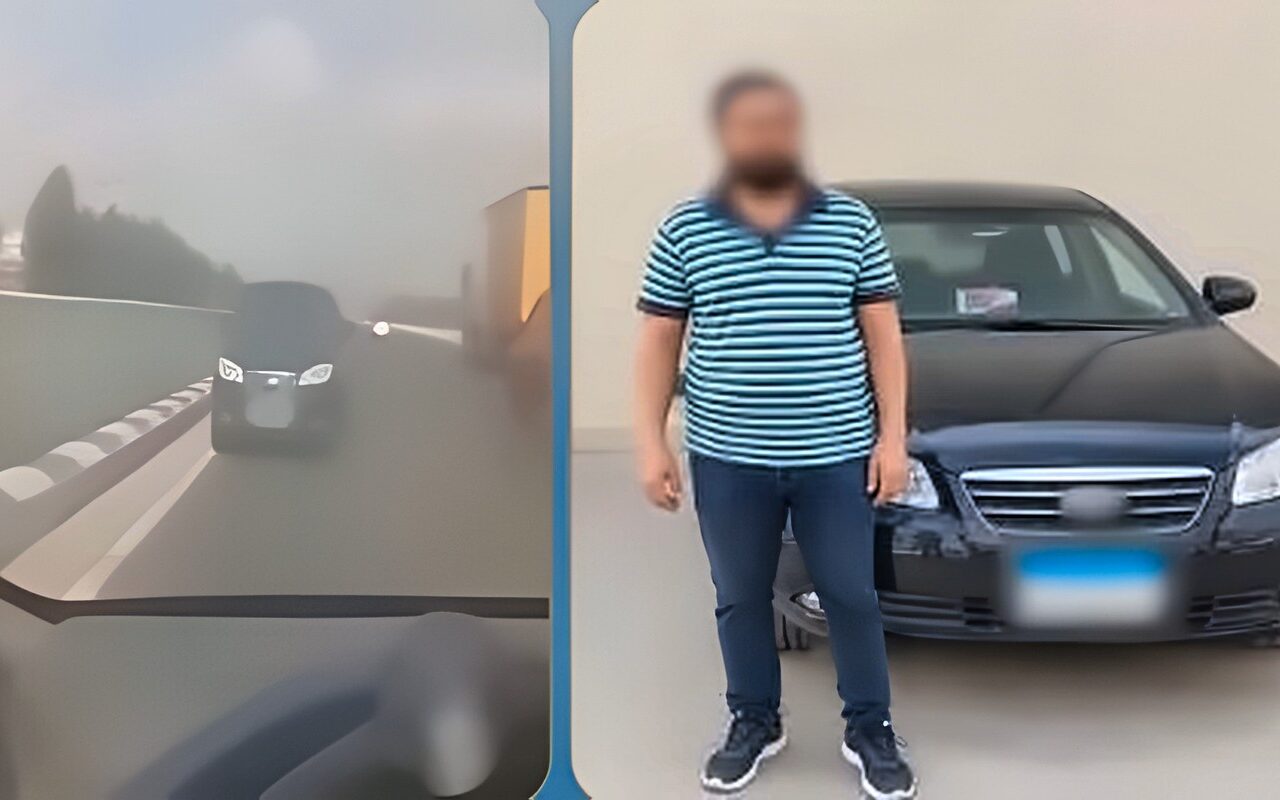 ضبط سائق سيارة ملاكي بتهمة السير عكس الاتجاه بأحد الطرق بالقليوبية