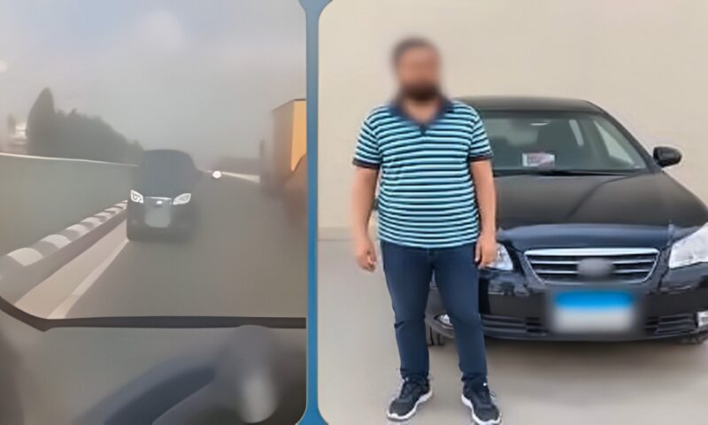 ضبط سائق سيارة ملاكي بتهمة السير عكس الاتجاه بأحد الطرق بالقليوبية