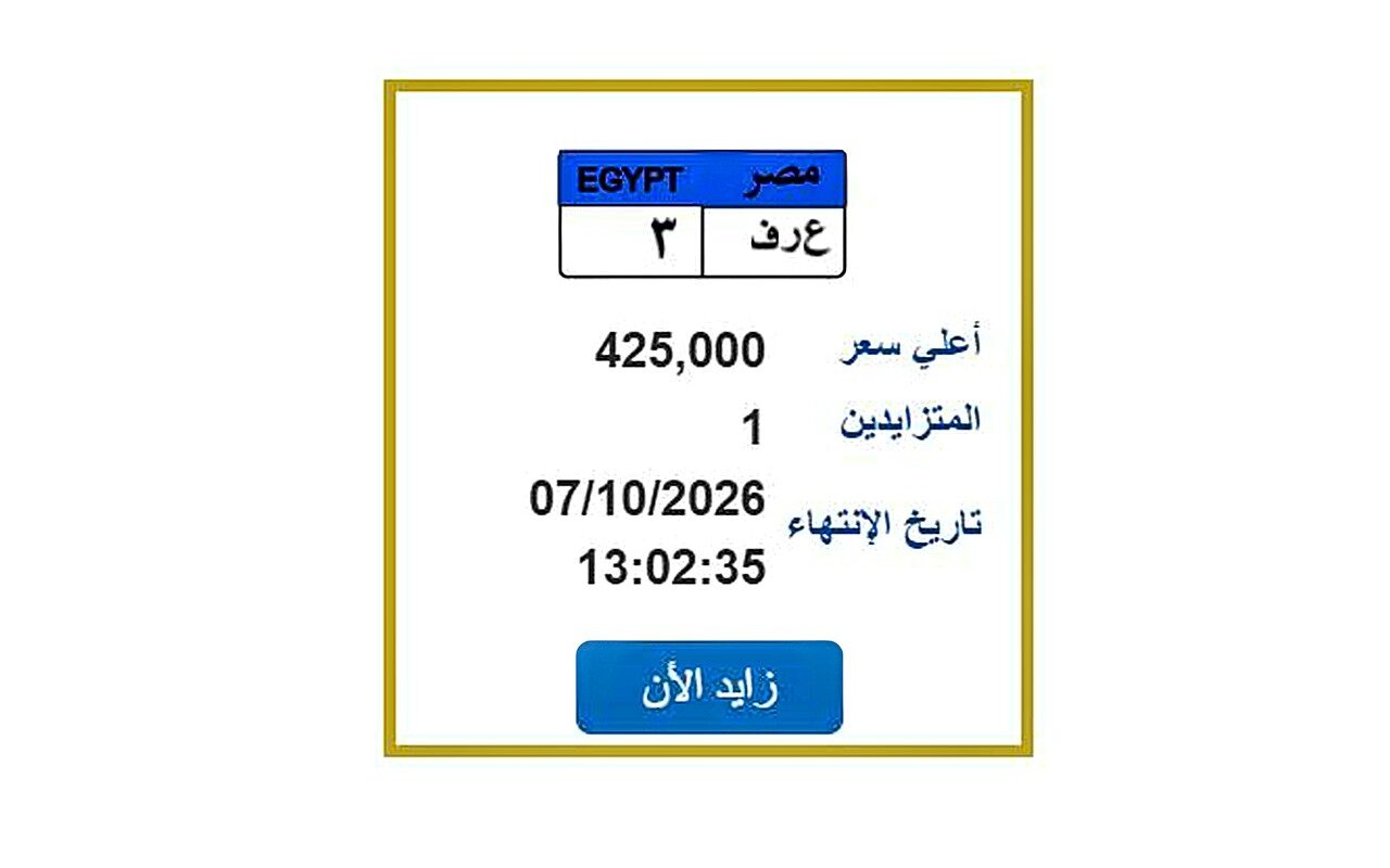 سعرها اقترب من النصف مليون جنيه.. خطوات التزايد على لوحة سيارة مميزة